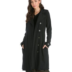 Hard Tail Clothing Fleece Stylish Black Long Sweater Coat  Small w/pocketsNWT